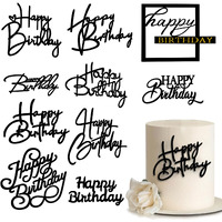 10 Pcs Black Happy Birthday Cake Toppers Mirror Acrylic Cake Topper Side Cake Decorations Cake Inserts Cake Decorating Supplies Cupcake Toppers For Birthday Party Cake Desserts Pastries 10 Styles