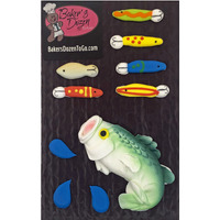 Large Mouth Bass- 10 Pcs Edible Royal Icing Cake Cupcake Topper (Choose Style Below)