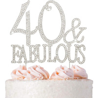 40 Cake Topper - Premium Silver Metal - 40 And Fabulous - 40Th Birthday Party Sparkly Rhinestone Decoration Makes A Great Centerpiece - Now Protected In A Box