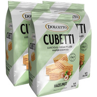 Dolcetto Cubetti Wafer Cookies, Creamy Hazelnut Flavor Sweets, Crispy Gourmet Treats Made In Italy, No Preservatives, 8.8Oz Bag, Great Snacks For Sharing And Gift Baskets (Pack Of 3)