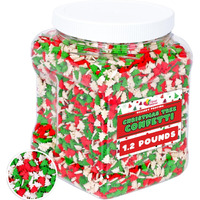 Christmas Tree Sprinkles - 1.2 Pounds - Bulk Red And Green Confetti Sprinkles - Holiday Sprinkles For Cookie Decorating - Christmas Jimmies For Gingerbread Cookies, Baking, Cupcakes
