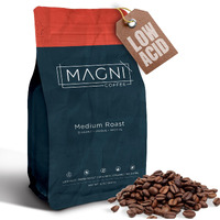 Magni Coffee - Whole Beans - Medium Roast - Low Acid - Single Origin Usda Organic Non-Gmo Beans Third Party Tested For Mycotoxins & Pesticides - Fair Trade -12 Oz