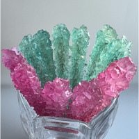 Classic Rock Candy Sticks, Sugar Rock Crystal Lollipops, Individually Wrapped (Pack Of 12, Gender Reveal (Pink Cherry & Baby Blue Cotton Candy))