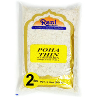 Rani Poha (Powa) Thin Cut (Flattened Rice) 32Oz (2Lbs) 908G ~ All Natural, Salt-Free | Vegan | No Colors | Gluten Friendly | Indian Origin