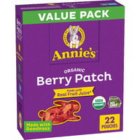 Annie's Organic Berry Patch Bunny Fruit Flavored Snacks, Gluten Free, Value Pack, Halloween Candy Alternative, 22 Pouches, 15.4 Oz.