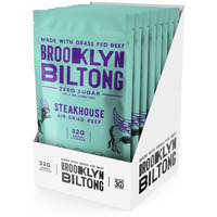 Brooklyn Biltong Air Dried Grass Fed Beef Snack (2 Oz, Pack Of 8) - Whole30 Approved, Paleo, Keto, Gluten Free, Sugar Free, Made In Usa - (Steakhouse)