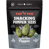 Top Fox Snacks - Organic Pop-Roasted Pumpkin Seeds | Healthy Protein Snacks - Gluten Free - Keto And Vegan Friendly (Salt & Pepper, 3.5 Oz - 2 Pack)