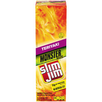 Slim Jim Monster Smoked Meat Stick, Teriyaki Seasoned, 1.94-Oz. Stick 18-Count