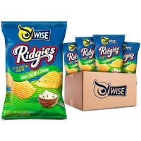 Wise Snacks Ridgies Sour Cream And Onion Potato Chips Bulk Snack For Fun And Tasty Snacking 0.75 Ounce 40 Count, Gluten Free, 0G Trans Fat, No Preservatives
