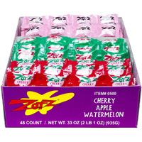 Zotz Fizz Power Candy Assorted - Fruit Flavored Hard Candy With A Fizzy Center | 48 Strings, 4 Pieces/String | Cherry, Apple & Watermelon | Gluten-Free