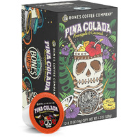 Bones Coffee Company Flavored Coffee Bones Cups Pina Colada Flavored Pods | 12Ct Single-Serve Coffee Pods Compatible With Keurig 1.0 & 2.0 Keurig Coffee Maker