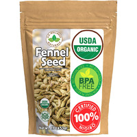 Fennel Seed 1Lb (16Oz) 100% Certified Organic Egyptian Fennel Seed (Foeniculum Vulgare), In 1 Lbs. Bulk Resealable Kraft Bpa Free Bag By U.S. Wellness Naturals