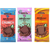 Feastables Mr Beast Chocolate Bars - New Deez Nuts Peanut Butter, New Crunch And Milk Chocolate (3 Pack)