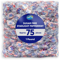 Arcor Starlight Peppermint Sugar Free Hard Candy - 1 Pounds Approx 75 - Sugar Free Candy, Peppermint Candy - Bulk Candy Individually Wrapped - Christmas Candy Bulk- Ideal For Holiday Season