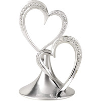 Hortense B. Hewitt Sparkling Love Double Hearts Anniversary, Engagement, Wedding Cake Topper, 5.5-Inches, Metal With Rhinestones, Silver