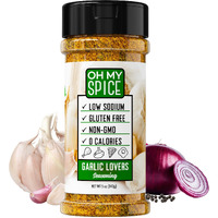 Garlic Powder And Herb Seasoning - Gluten Free & Low Sodium Garlic Salt Mix For Salad, Steak, Taco, Chicken & Salmon. Vegan Spices Blend With Onion, Turmeric, Sea Salt, Black Pepper & Coriander 5Oz