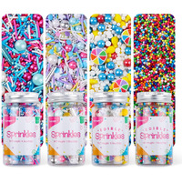 Sprinkles For Cake Decorating, Fancy Edible Sprinkles Set 4 Colors, Food Grade, 50G/Bottle, Sujoygar, Cake Toppers, Sprinkles For Cookie Decorating