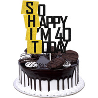 Funny So Happy I'M 40 Today Cake Topper - Glitter Fabulous Forty Years Birthday Cake D  Cor - Cheers To Dirty 40Th Birthday Party Decoration