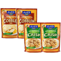 Hospitality Old Fashioned Fruit Cobbler Mix Or Old Fashioned Fruit Crisp Mix- Four 7 Oz. Packets (Variety 4-Pack)