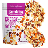 Sunkist Energy Boost Trail Mix - Fruit And Nut Mix, Low Sodium, Gluten Free Snack With Papaya, Walnuts, Coconut, Almonds, Banana Chips, Cranberries, Pineapple | Premium Quality | 13 Oz Resealable Bag