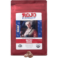 Rojo Elephant Betsy Ross Handcrafted Ground Coffee, Made From 100% Arabica Beans, Premium Dark Roast, Smooth, Rich Flavor, Usda Organic, 11 0Z Pack