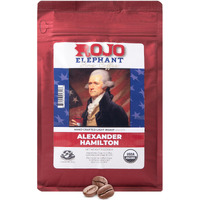 Rojo Elephant Alexander Hamilton Handcrafted Ground Coffee, Made From 100% Arabica Beans, Premium Light Roast, Smooth, Rich Flavor, Usda Organic, 11 0Z Pack