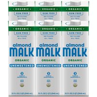 Malk Organic Unsweetened Almond Milk - 32 Fl Oz - 6 Pack - Non Gmo, Whole 30 Approved, Dairy Free, Vegan, Plant Based