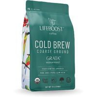 Lifeboost Medium Cold Brew Coffee - Low Acid Coarse Ground Coffee For Cold Brew - Single Origin Non-Gmo Usda Organic Cold Brew Coffee Grounds - 3Rd Party Tested For Mycotoxins & Pesticides - 12 Ounces