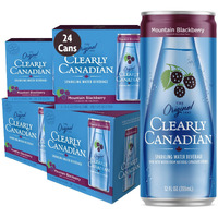 Clearly Canadian Mountain Blackberry Sparkling Spring Water Beverage, Natural & Carbonated, Flavored Seltzer Water, 1 Case (24 Cans X 12 Fl Oz)