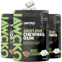 Jawcko Ultra-Tough Jawline Chewing Gum | Get A Stronger, Squarer Jawline | 15X Harder Than Other Gum | Watermelon Jaw Training Hard Gum | Chisel, Sculpt, & Tone Your Jaw | Facial Fitness Mewing Gum (6-Pack, Jacked Watermelon)