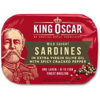 King Oscar Brisling Sardines In Extra Virgin Olive Oil, Spicy Cracked Pepper, 3.75-Ounce Cans (Pack Of 12)
