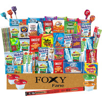 Foxy Fane 60 Count Ultimate Holiday Gift Snack Box - Care Package With Assortment Of Chips, Cookies, Candy, Crackers & Other Snacks - Bulk Bundle Of Delicious Treats (60 Snacks - Assorted Pack)