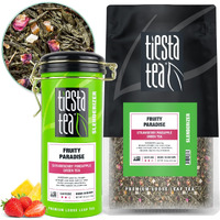 Tiesta Tea - Fruity Paradise - Strawberry Pineapple Green Tea - Premium Loose Leaf Tea - Medium Caffeinated Green Tea - Make Hot Or Iced Tea, Up To 250 Cups - 16Oz Bulk Pouch & 4Oz Refillable Tin Combo
