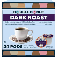 Double Donut Dark Roast Coffee Pods, Extra Bold Blend Coffee, Single Serve Coffee For Keurig K Cups Machines, Dark Roast Coffee In Recyclable Pods, 24 Count