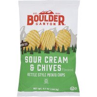 Boulder Canyon Kettle Cooked Potato Chips Sour Cream & Chives, 6.5Oz, (Pack Of 12), Natural