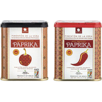 Gourmanity Spanish Sweet & Hot Smoked Paprika Powder Tin, Premium Oak Wood Smoked Paprika Seasoning For Adding Depth, Flavor And Color To Your Dishes, Kosher, Gluten Free, Pimenton Dulce Ahumado, 2.5 Oz Twin Pack (Pack Of 2)
