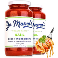 Yo Mama's Foods Keto Tomato Basil Pasta Sauce - Pack Of (2) - No Sugar Added, Low Carb, Low Sodium, Vegan, Gluten Free, Paleo Friendly, And Made With Whole, Non-Gmo Tomatoes