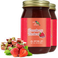 Green Jay Gourmet Strawberry Rhubarb Jam - All-Natural Fruit Jam With Strawberries, Rhubarb & Lemon Juice - Vegan, Gluten-Free Strawberry Jam - Contains No Preservatives - Made In Usa - 2 X 20 Ounces