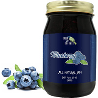 Green Jay Gourmet Blueberry Jam - All-Natural Fruit Jam With Blueberries & Lemon Juice - Vegan, Gluten-Free Jam - Contains No Preservatives Or Corn Syrup - Lemon Blueberry Jam Made In Usa - 20 Ounces