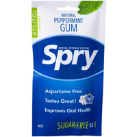 Spry On The Go Gum, Fresh Natural Xylitol Chewing Gum Dental Defense System Aspartame-Free Sugar Free Gum (Peppermint, 55 Count - Pack Of 1)