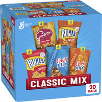 Classic Mix Snack Variety Pack, Bugles Original & Nacho Cheese, Gardettos Original Recipe, Chex Mix Traditional & Cheddar, 28 Oz (20 Bags)