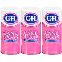 C&H Premium Pure Cane Granulated Sugar, 20 Oz Canister (Pack Of 3)