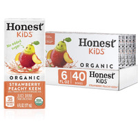 Honest Kids Strawberry Peachy, Organic Juice Drink, 6 Fl Oz Juice Boxes, Pack Of 40, Strawberry Peach, 6 Fl Oz (Pack Of 40)