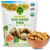 Happy Village Organic Turkish Dried Figs, No Sugar Added Dried Fruit, 40 Oz Resealable Pack - Kosher, Non-Gmo, Unsweetened, Unsulfured, Vegan, Sun-Dried Organic Figs