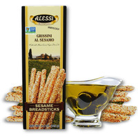 Alessi Imported Breadsticks, Sesame Autentico Italian Crispy Bread Sticks, Low Fat Made With Extra Virgin Olive Oil, 4.4Oz (Sesame, 4.4 Ounce (Pack Of 12))