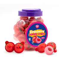 Funtasty Strawberry Gummy Balls Candy With Jam Center, 19-Ounce Jar (30 Count) - Party Favors