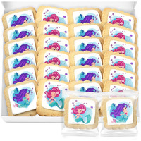 Mermaid Party Favors Cookies Decorated | Individually Wrapped 24 Pack | Theme Birthday Candy | Treats Dessert Table Sweets