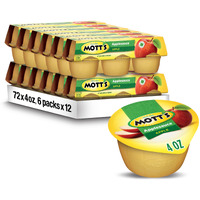 Mott's Applesauce, 4 Oz Cups, 72 Count (12 Packs Of 6), No Artificial Flavors, Good Source Of Vitamin C, Nutritious Option For The Whole Family