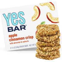 The Yes Bar Apple Cinnamon Crisp - Plant Based Protein, Decadent Snack Bar - Vegan, Paleo, Gluten Free, Dairy Free, Low Sugar, Healthy Snack, Breakfast, Low Carb, Keto Friendly (Pack Of 6)