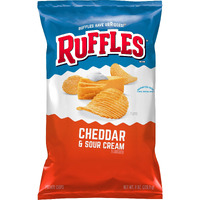 Ruffles Potato Chips, Cheddar Cheese & Sour Cream, 8 Ounce